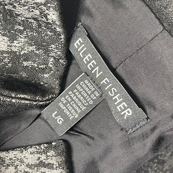 Eileen Fisher Grandeur Jacquard Snap Front Jacket Large Lagenlook Minimalist - Picture 8 of 9